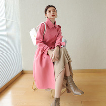 Double-sided cashmere coat women loose thin long 2021 autumn winter high-end age double-sided wool jacket tide