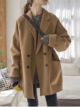 Suit double-sided cashmere coat womens new autumn and winter double-sided woolen medium long high-end woolen coat