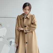 Double-sided cashmere coat womens long model 2021 new spring and autumn high-end double-breasted wool double-sided coat tide