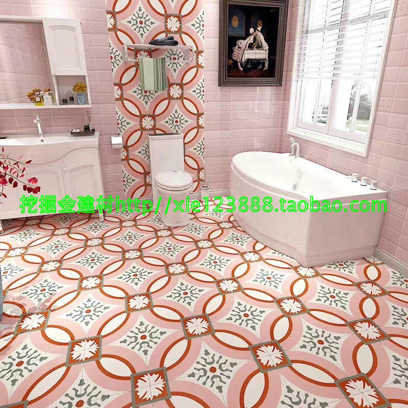 Nordic retro small flower brick 300X300 pink girl series kitchen and bathroom living room background balcony non-slip wall brick floor tiles