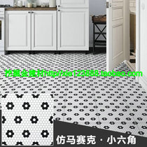 Nordic black and white tiles imitation small hexagonal mosaic Kitchen bathroom Living room balcony wall tiles Floor tiles 300X300