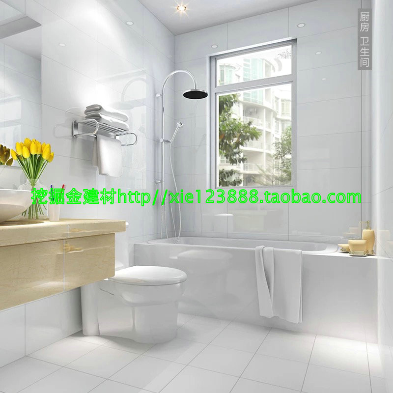 Nordic Modern Pure White Matt Bright Light Wall Brick 300X600 Toilet Kitchen Living Room Balcony Glazed Tile-Taobao