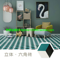 Nordic three-dimensional three-color black and white gray green hexagonal brick 200*230 restaurant kitchen and bathroom wall tiles Balcony hexagonal brick