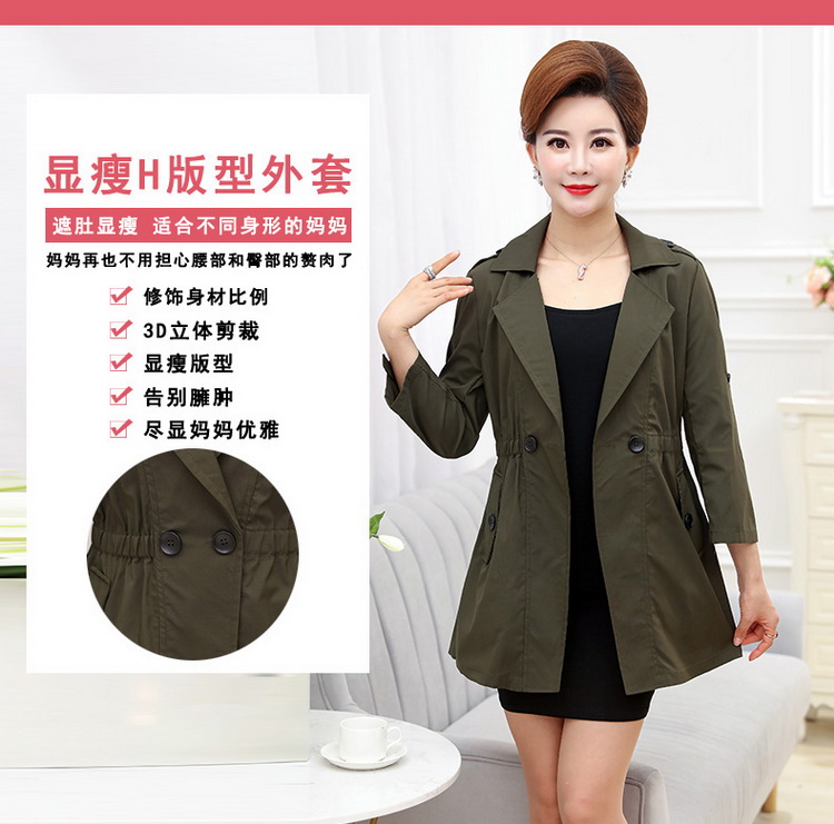 Áo khoác nữ mùa thu cho nữ 40-50 tuổi 2018 áo gió nữ mới trung niên Phụ nữ trung niên quần áo mùa xuân và mùa thu đầm u40 sang trọng