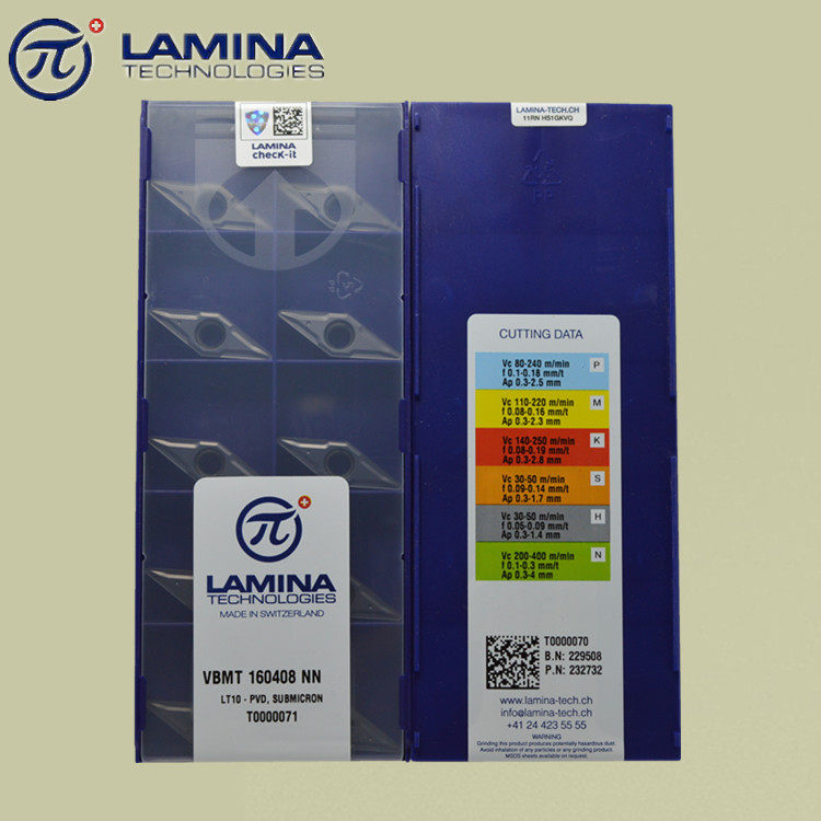 Swiss Lamina CNC turning blade VBMT160408NN LT10 PVD coated new packaging