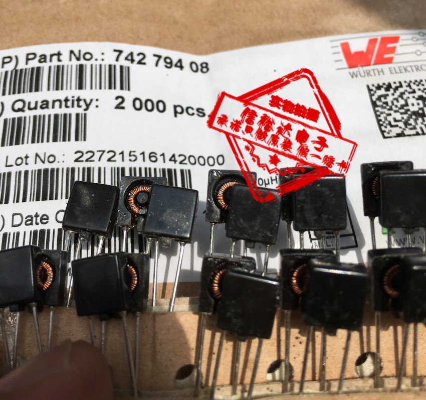 Wurth ferrite radial lead inductor choke 100 μH 50V noise cancellation filter