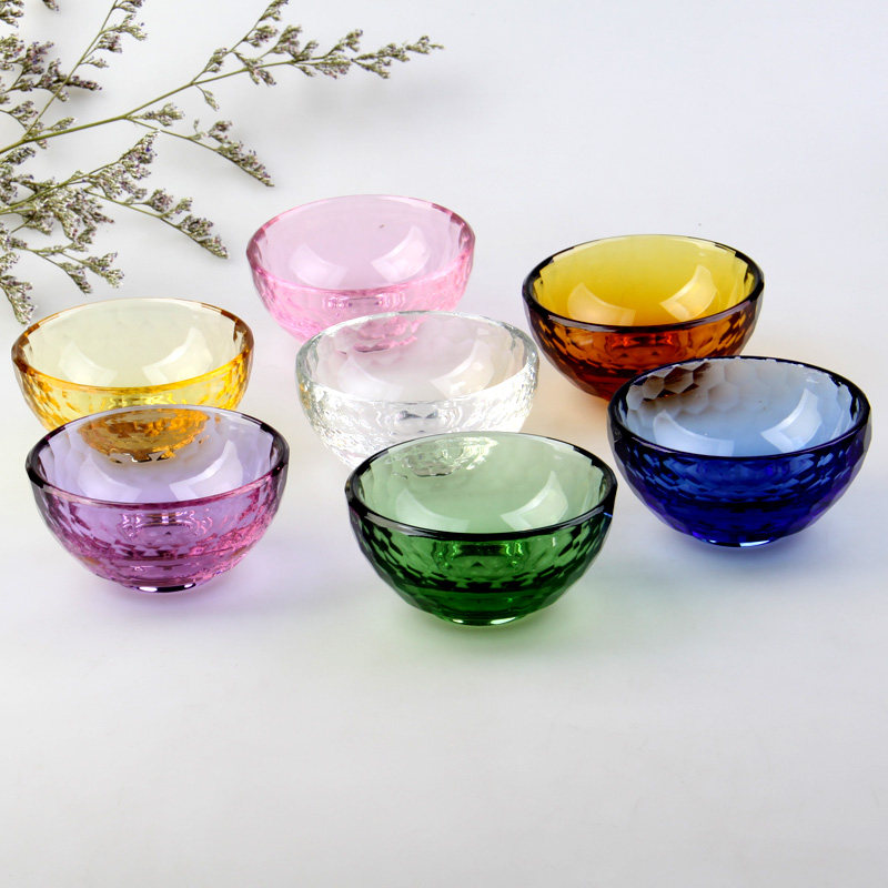 White Crystal Bowl Heat Resistant Transparent Pure Color Glass Seven Colorful Bowls Suit for water glasses for the Buddha's Cup Bowl Blister Mask deployment bowl