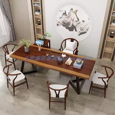 Iron wood coffee table tea table and chair combination tea tray one set simple modern Chinese tea table kung fu tea table