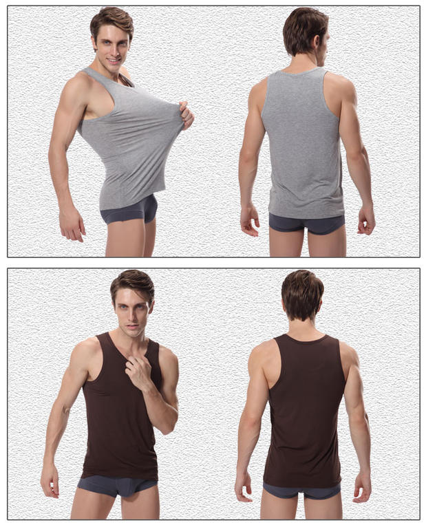 2 mảnh vest nam mùa hè nam modal vest rắn màu bó sát mồ hôi thể thao nam chạm đáy ao ba lo