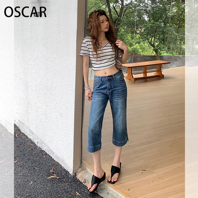 American Style Petite Blue Low-Rise Cropped Jeans for Women 2026 Summer Slim Fit Flared Pants Slimming Versatile Fashion American Style Petite Blue Low-Rise Cropped Jeans for Women 2026 Summer Slim Fit Flared Pants Slimming Versatile Fashion