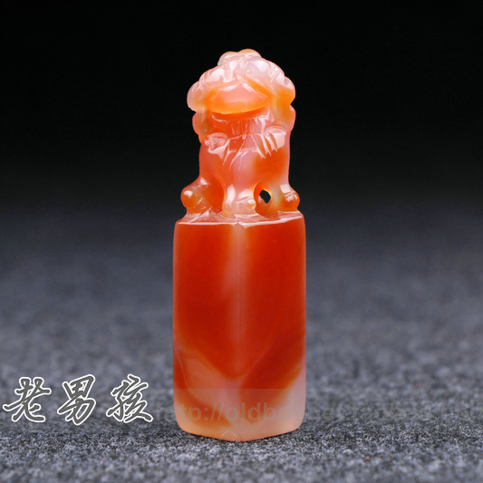 Agate stone seal square lion seal handmade seal engraving name calligraphy calligraphy painting set to make handmade free engraving