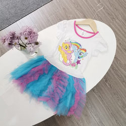 ເຄື່ອງນຸ່ງ summer ເດັກຍິງໃຫມ່, ເດັກນ້ອຍຝ້າຍກາຕູນ pony ສັ້ນ dress, ເດັກນ້ອຍ gauze dress, ຄົນອັບເດດ: ແລະງາມ princess dress
