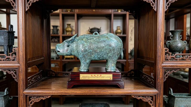 Popular Antique Bronze Ornaments from the Yachang Niu Brand, Replica of Shang Dynasty Artifacts from the Yin Dynasty Museum, Gift with Packaging
