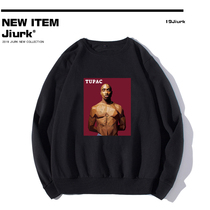 TUPAC 2PAC HIP-hop sweater American trend curved hat THUG LIFE mens thin round neck PULLOVER