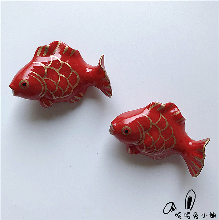 Creative cute cartoon Spring Festival New Year wedding fish refrigerator stickers decorative magnets magnetic stickers suction magnets
