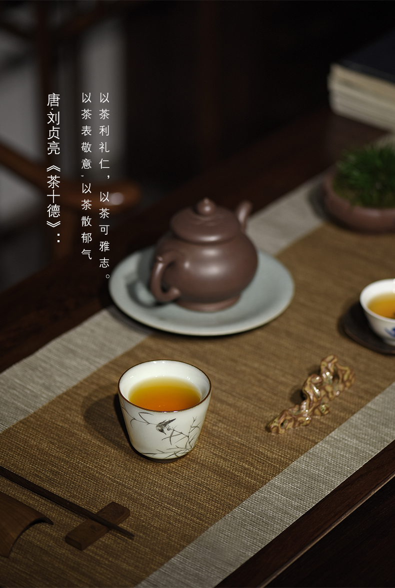 Jingdezhen guanyao masters cup small manual imitation song dynasty style typeface exposure of single CPU kung fu tea tea cup your up CPU