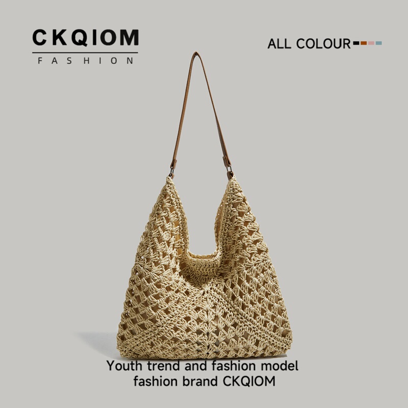 Ckqiom Woven Tote Bag for Women, Large Capacity, Hollow Shoulder Bag, Casual Vacation Style Beach Bag, 2026 New Model Ckqiom Woven Tote Bag for Women, Large Capacity, Hollow Shoulder Bag, Casual Vacation Style Beach Bag, 2026 New Model