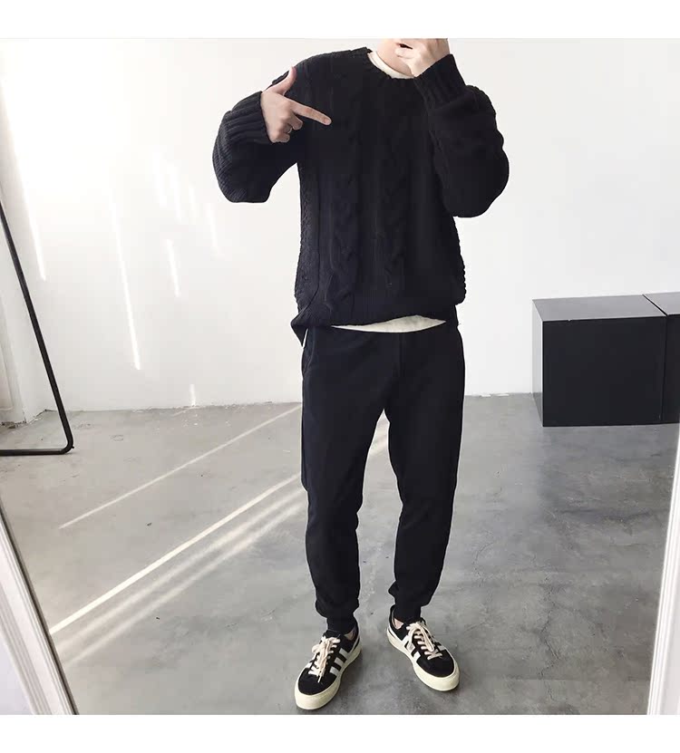 Mùa thu và mùa đông cổ dày áo len Hàn Quốc nam Nhật Bản retro trùm đầu áo len lỏng áo len thanh niên lỏng lẻo áo hoodie nam