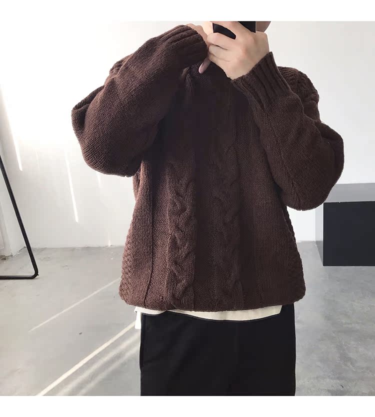 Mùa thu và mùa đông cổ dày áo len Hàn Quốc nam Nhật Bản retro trùm đầu áo len lỏng áo len thanh niên lỏng lẻo áo hoodie nam