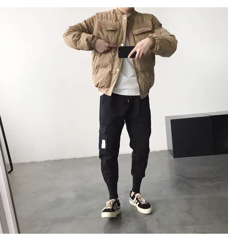 Phiên bản Hàn Quốc của mùa đông ngắn mới dày cổ áo bóng chày cotton nam thanh niên Slim áo thường lông màu rắn dụng cụ quần áo áo bomber adidas