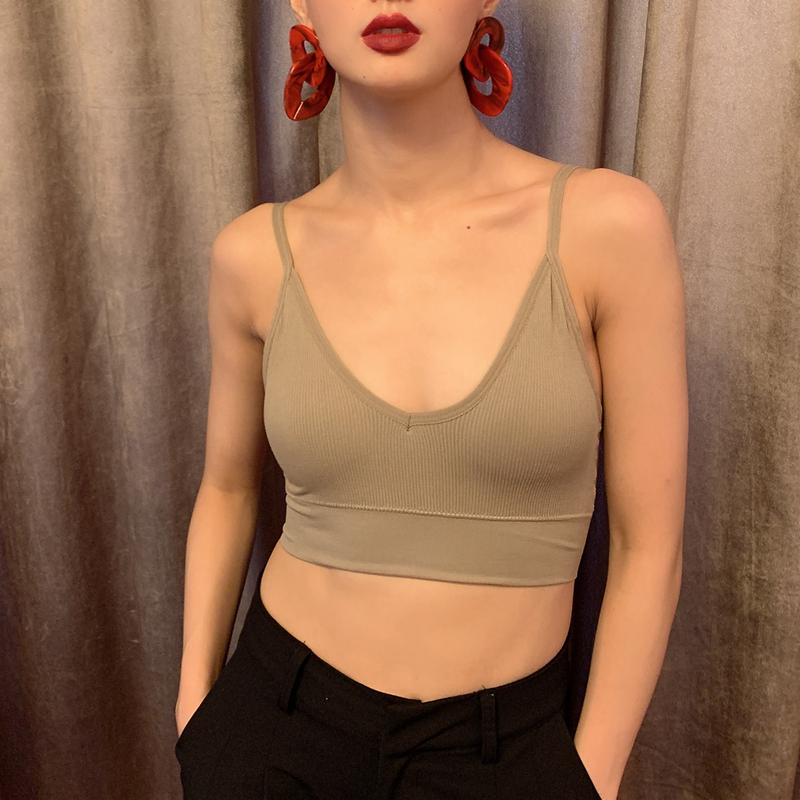 WYZ Beauty Back Chest Coat Harness Bull Oil Fruits Green Sports Chest Clothes Fashion Bottom Bra No Steel Ring Pure Cotton V Collar Harness-Taobao