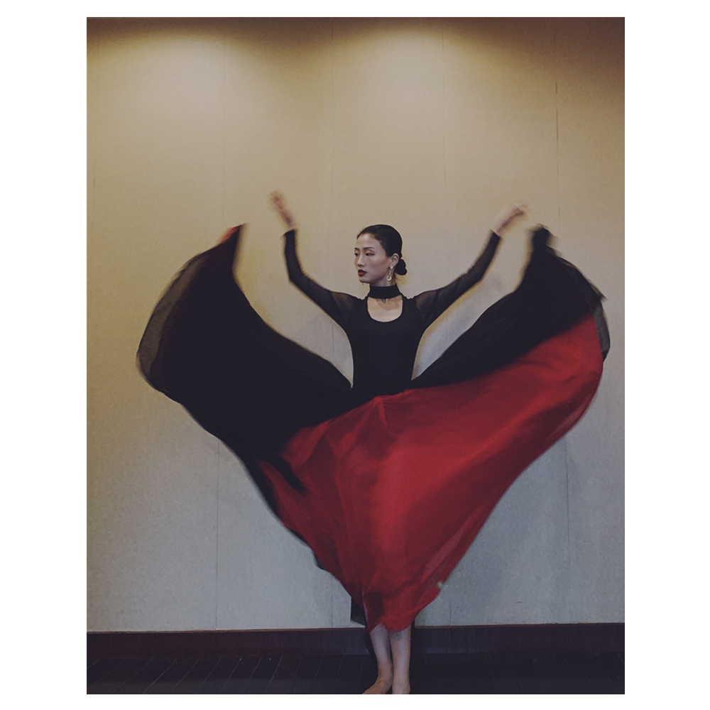 WYZ cover big fish Haitang Tongan ancient wind jazz dance custom personality 100 hitch half body dress strap style open fork dress