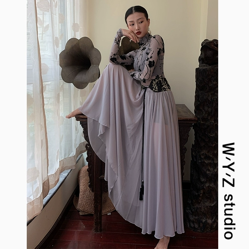 Wyz Gai Gai Jazz Jazz Coversing Retro National Style Длиная юбка танцевальная площадка свободно танце