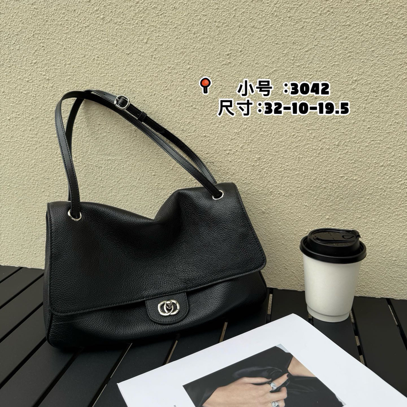 Fashionable and Versatile Minimalist Style Chanel-Inspired High-End Genuine Leather Shoulder Bag Airport Bag Trendy