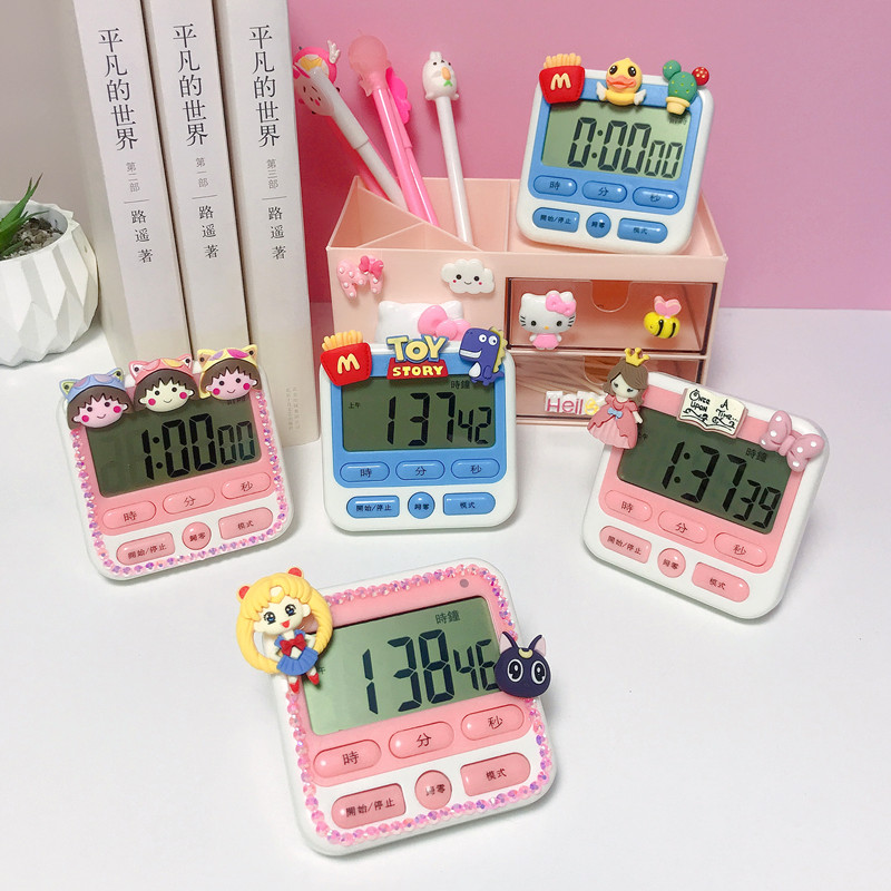 Creative cartoon muteable timer reminder for students to do questions to learn exams alarm clock time management timer