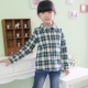 Quần áo trẻ em mùa xuân và mùa thu mới, áo sơ mi kẻ sọc cho bé trai và bé gái, áo sơ mi trẻ em vải cotton dài tay - Áo sơ mi