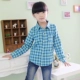 Quần áo trẻ em mùa xuân và mùa thu mới, áo sơ mi kẻ sọc cho bé trai và bé gái, áo sơ mi trẻ em vải cotton dài tay - Áo sơ mi