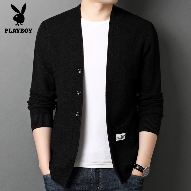 Flowers Playboy Knitted Sweatshirt Male Coat Spring Autumn Thin men's cardiovert sweater sweaters 100 hitchhiking blouses