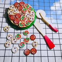 Wooden Simulation Cake Chichele Pizza Pot Set Early Education Parent-Child Restaurant House Kitchen Wooden Toys