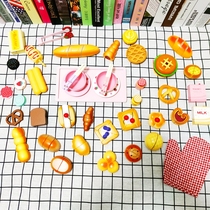 Single wooden simulation all kinds of bread model house doughnut cake food upscale realistic bread toys