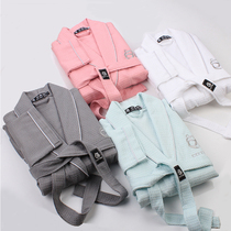 Five-star hotel bathrobes men and women long style pure cotton Summer waffle wardrobes lovers full cotton thin and absorbent bath clothes