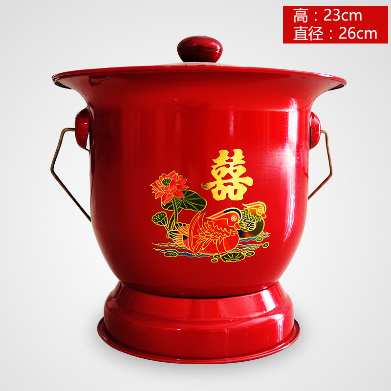 Wedding Festive enamel Enamel Spittoon Large Capacity Urinals casket Kettle Nightpot for the Elderly Children's urinals Sitting bedpan