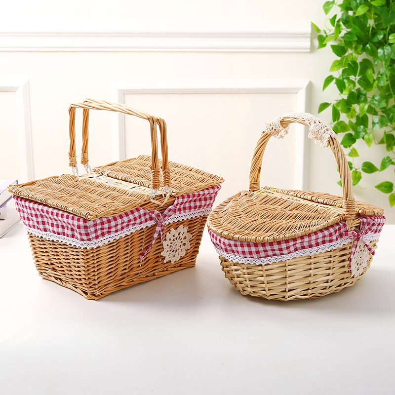 Picnic Basket Rattan Chita Garden With Lid Willow FRUIT GIFT BASKET HAND CONTAINING BASKET CLEANING BASKET PICKING BASKET SHOPPING BASKET