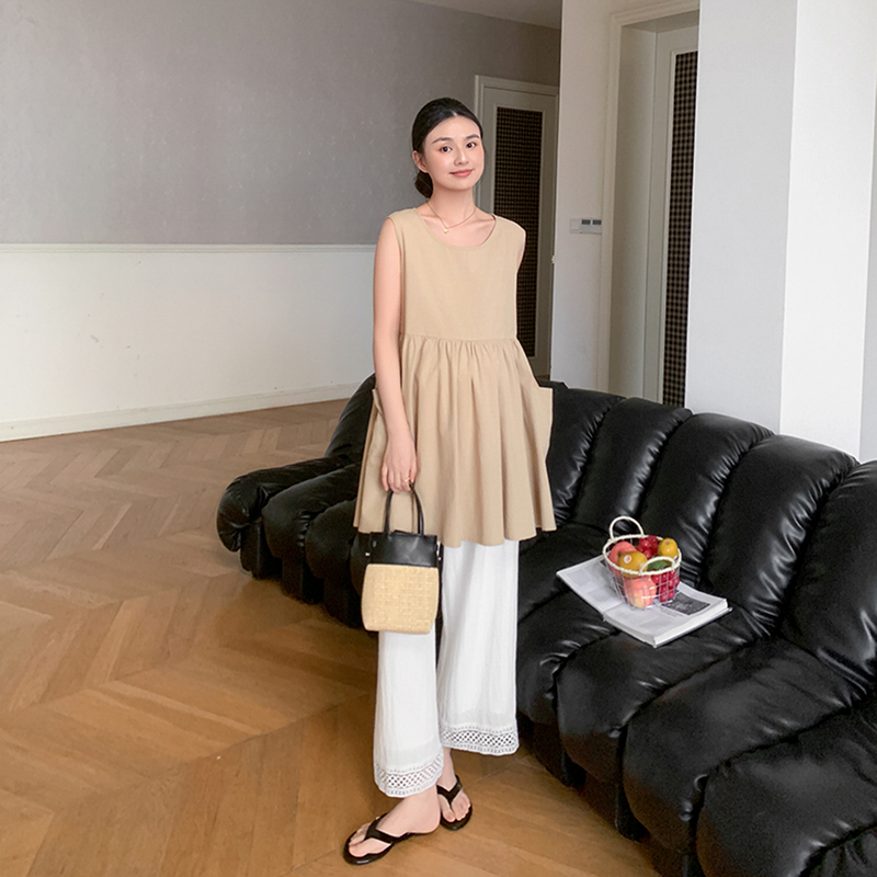 Zma Trendy Maternity Wear·Maternity Suit Summer New Style A-Line Blouse Mid-Length Loose Lace Maternity Pants