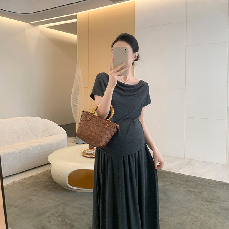 Zma Is the Pinnacle of Pure Desire! Maternity Set 2026 Summer Outfit for Pregnant Women, Off-Shoulder Short-Sleeve Summer Maternity Half-Skirt Zma Is the Pinnacle of Pure Desire! Maternity Set 2026 Summer Outfit for Pregnant Women, Off-Shoulder Short-Sleeve Summer Maternity Half-Skirt