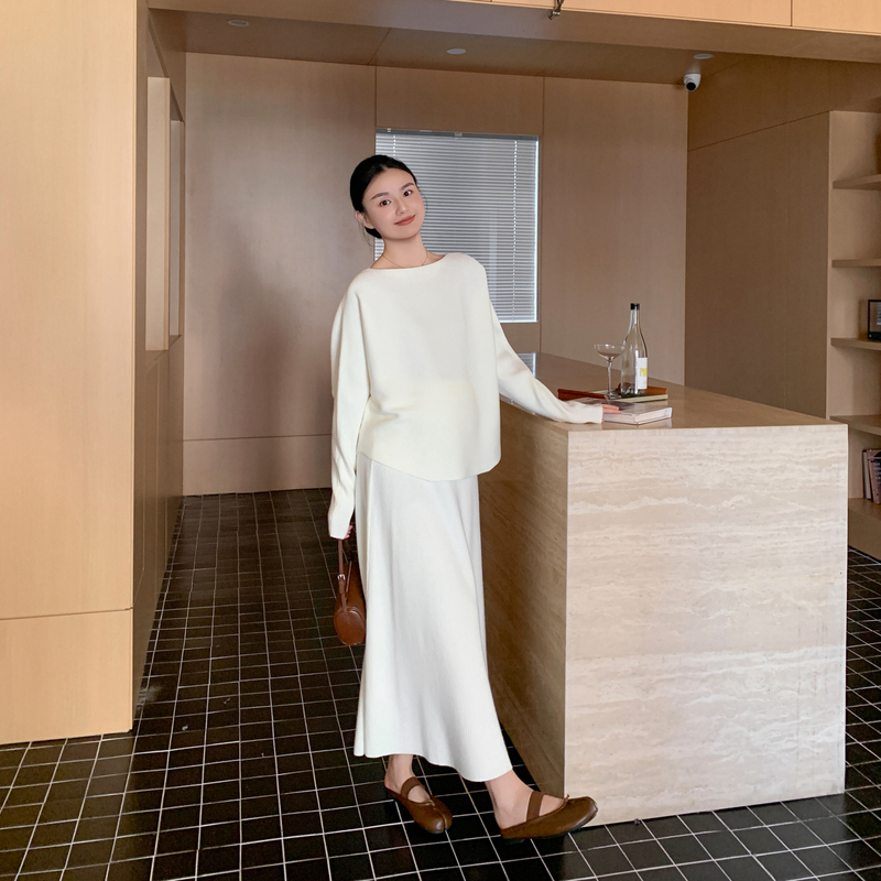 Zma White Moonlight Outfit·Maternity Wear Set Autumn New Batwing Sleeve Top Knitwear Pregnancy Skirt Zma White Moonlight Outfit·Maternity Wear Set Autumn New Batwing Sleeve Top Knitwear Pregnancy Skirt