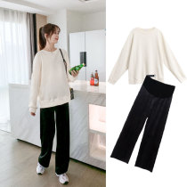 2020 Fall and Winter Clothing New Pregnant Womens Wear Winter Clothes with thick Pregnant Womens Broad Legs Pants to wear outside the autumn
