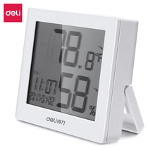 得力温湿度计室内电子温湿度表LCD带时间婴儿房室内温湿度8813