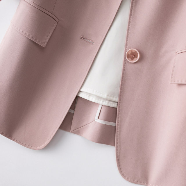 ຊຸດກະໂປ່ງແບບຍີ່ປຸ່ນຊຸດນ້ອຍສຳລັບຜູ້ຍິງອິນເຕີເນັດຄົນດັງ folded cuffs slim two button professional top Japanese style three-quarter sleeve jacket
