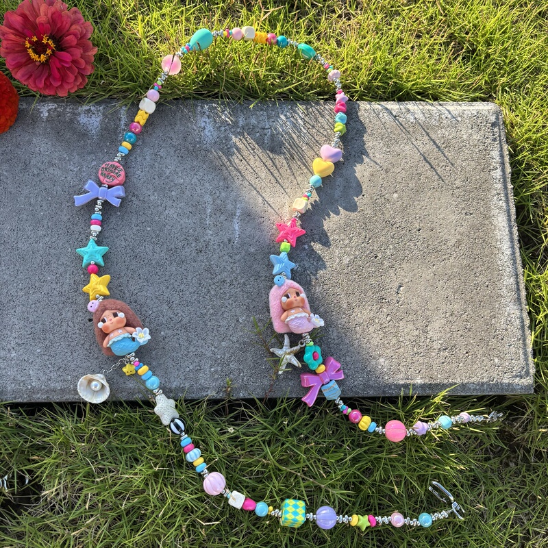 Handmade Beaded Ocean-Themed Mermaid Crying Doll Phone Chain Crossbody Phone Chain Cute Dopamine Phone Pendant Handmade Beaded Ocean-Themed Mermaid Crying Doll Phone Chain Crossbody Phone Chain Cute Dopamine Phone Pendant