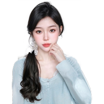 Jiali Qiansi wig braid ponytail female artificial hair micro-curly long hair clip low side ponytail new Chinese style wig braid