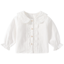 Banxidi Girls Shirts Autumn Clothes 2024 New Fashionable Baby White Tops Spring and Autumn Childrens Shirts Doll Shirts