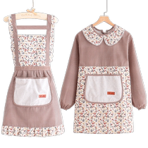 Apron apron for home kitchen womens long-sleeved blouse 2024 new style catering special cooking internet celebrity reverse wear summer men