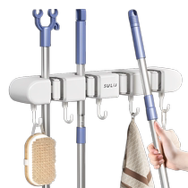Mop wall-mounted clip without punching mop hook bathroom bathroom broom holder door rear storage
