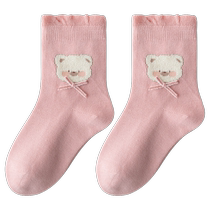 Childrens spring and four seasons cotton breathable childrens socks for girls middle and large childrens socks cartoon cute student socks