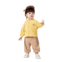 Balabala childrens clothes baby sports suit girls and boys hooded plus velvet 2024 new style fashionable
